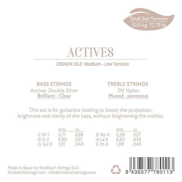 Knobloch 200ADN - Actives - Double Silver SN Nylon - Medium-Low Tension - Classical Guitar Strings