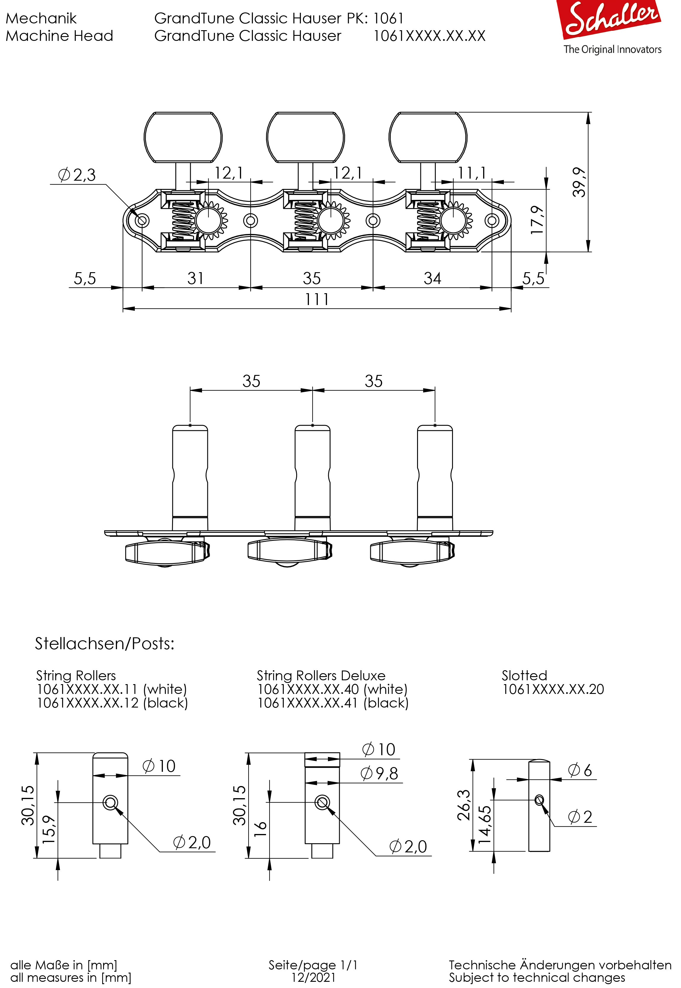 Schaller GrandTune Hauser Tuning Machines - Ruthenium / Snakewood /Black - 10610663.66.12